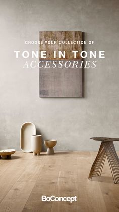 an advertisement for a furniture store with the words,'one in tone accessories '