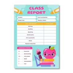 a class report with an apple on it