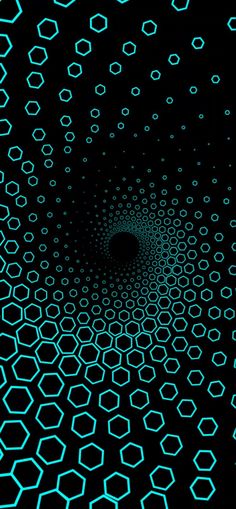 an abstract background with hexagonal shapes in blue and black colors on a dark background