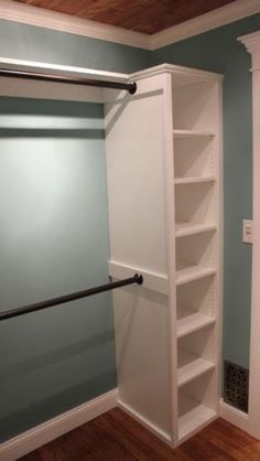 the closet is empty and ready for someone to use it as a storage space in their home