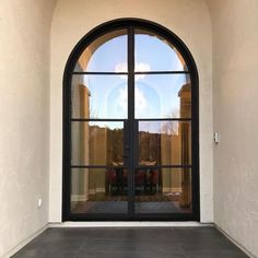 best quality iron french double door with round top Iron French Doors, Round Glass Door, Cali House, French Double Doors, Wood Fence Design, Happy Valley, Glass Front Door, French Door, Iron Doors