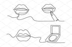 the lips and mouth shapes are drawn in one line, each with an electronic device