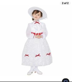 This is a Disney Store costume dress set and hat for girls, featuring the character of Mary Poppins. The dress is white and comes in size 7/8. It is designed for dress-up occasions and is perfect for fans of the classic Disney movie. The set includes a hat to complete the look. Halloween Family Costumes, Halloween Costumes For Sale, Mary Poppins Costume, Early Halloween, Kid Costumes, Cute Kid Clothes, Disneyland Ears, Children Costumes, Popular Kids Toys