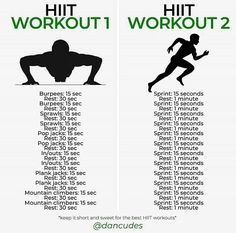 an exercise poster with the words hit and workout