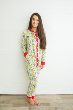 These wonderful Unisex faux drop seat pajamas are sure to be a hit with both the young and the young at heart.  These are available in two prints:  Oh Holy Night and Cookies and Milk for Santa. Oh Holy Night is set against a light green background with a sewn shut Red Butt Flap and banded Ankles and Cuffs. They have a button front for easy on and off.  The fabrication is a soft 95% Cotton/5% Lycra Interlock Knit blend. Just think how nice the whole family will look on Christmas morning wearing their matching Jammies. Christmas Pajamas Family, Christmas Pjs Family, Cookies For Santa, Oh Holy Night, Adult Pajamas, Christmas Pjs, Family Christmas Pajamas, Pajama Robe, Young At Heart