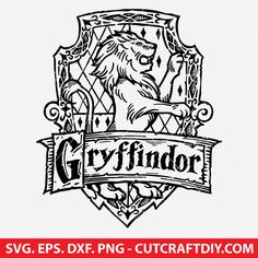 the gryffindor crest is shown in black and white