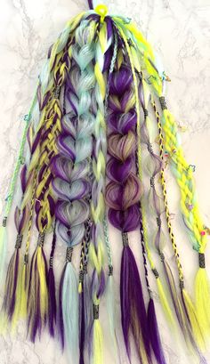 Burning Man Braids, 3d Braids, Rave Braids, 5 Strand Braids, Festival Braids, Festival Hair Accessories, Braids Extensions, Pull Through Braid, Hair Charms