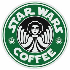 star wars coffee sticker with the words,'star wars coffee'in white and green