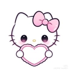 a hello kitty holding a heart shaped object