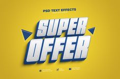 the text super offer is shown in blue and white on a yellow background with an arrow