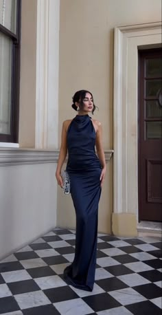 Italian Cocktail Dress, Navy Silk Bridesmaid Dress, Wedding Guest Classy Outfit, Satin Wedding Guest Outfit, Reformation Wedding Guest, Blue Dress Code Wedding, Navy Blue Party Outfit, Long Guest Wedding Dress, Navy Blue Dress Wedding Guest