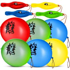 PRICES MAY VARY. Bulk Pack of 24 - Superhero Punch Balloons: Each order of Superhero punch balloons for kids includes 24 punching balloons that measure 8.75 Inches in length when deflated. They come in assorted colors including blue, green, yellow, and red (6 of each color) with a comic book POW design. Easy to inflate, and tie the rubber band handles Enteraining and Fun for All Ages: Pretend to fight crime like a superhero with these awesome punch balloons. This nostalgic toy is just like what Superhero Punch, Birthday Party Favors For Kids, Superhero Balloons, Superhero Party Favors, Kids Party Bags Fillers, Kids Party Balloons, Balloon Toys, Party Favors For Kids, Avenger Birthday Party