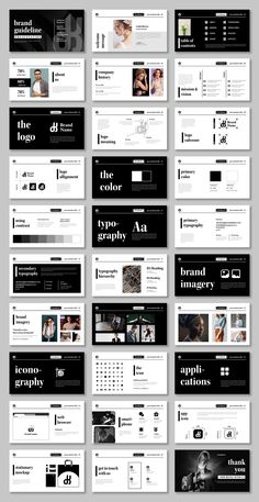 a large number of black and white webpages with different layouts on them