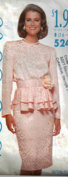 1980s Fashion Women, 80s Women, 1980s Fashion, Favorite Dress, Pink Dress, Peplum Dress