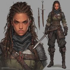 an image of a woman with dreadlocks and armor