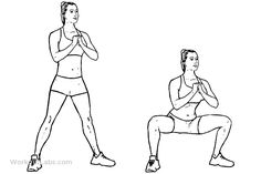 a man and woman doing squat exercises