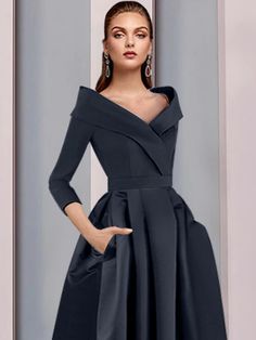 A-ligne mère de la robe de mariée invité de mariage élégant haut bas doux bretelles spaghetti longueur de thé asymétrique satin manches 3/4 avec plis automne 2023 de 2023 ? CHF 131 Sweet Spaghetti, Bride Dress Elegant, Prom Dress Black, Hairstyles Indian, Dress Wedding Guest, Trendy Wedding Hairstyles, Evening Dresses Cocktail, Hair Wedding, Mother Of The Bride Dress