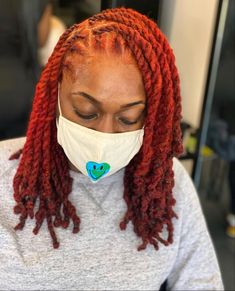 Red Two Strand Twist Locs, Red Ombre Locs Black Women, Ginger Red Locs Black Women, Different Protective Hairstyles, Red And Orange Locs, Burgundy Locs Black Women, Loc Color Ideas Black Women