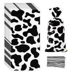 an animal print package is shown in black and white