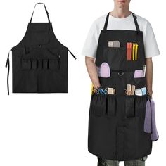 PRICES MAY VARY. [ High-quality ] -The hairdresser apron is made with high quality and premium quality, material, water-resistant, resistant to hair dyes, permanents, and most chemicals found in salons. With 26.8” width and 33.8” length, suitable for most people. [ Multifunctional Pockets ] -5 deep pockets for easy access to various barber tools. A chest pocket to hold your cell phone as well as hair clips. Lower elastic-top pockets for cutting scissors, hair clippers, hair comb as well as other Hair Stylist Apron, Hairdresser Apron, Salon Apron, Hair Color Brush, Hairstylist Apron, Salon Aprons, Stylists Aprons, Apron For Men, Barber Apron