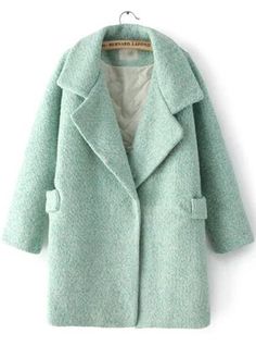 Plain Coats, Wool Coats, Fresh Color, Big Pockets, Vintage Inspired Outfits, Green Coat, One Moment, Inspiration Mode, Mode Inspiration