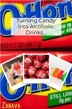 an advertisement for a candy bar with pictures of candies