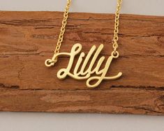 "Name Necklace, Custom Initial Necklace, Name Necklace Gold, Couples Necklace, Personalized Christmas Gift Necklace for Lilly This necklace is made of Stainless Steel Available color: Gold, Silver and Rose Gold Chain Length: 14\"16\"18\"20\"22\" inches Processing Time: 2-10 business days Standard Shipping: 10-15 business days to USA. 15-30 business days to other countries. Expedited Shipping: 5-8 business days to USA. 5-10 business days to others. Please do not hesitate to contact us with any co Lilly Necklace, Sims Names, Couples Necklace, Graduation Gifts For Friends, Birthday Necklace Gift, Name Necklace Gold, Custom Initial Necklace, Necklace Name, Jewel Necklace