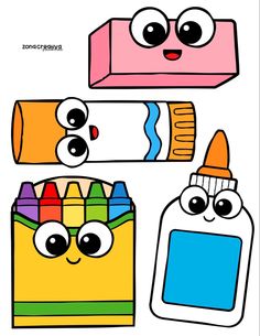 an image of children's coloring pages with pencils and crayons