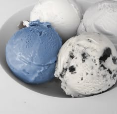 three different types of ice cream in a bowl