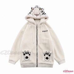 Qteee - Premium Tiger Embroidery Hooded Coat for Couples Tiger Embroidery, Tie Dye Jackets, Cute Tigers, Unique Gifts For Him, Stylish Coat, Winter Color, Winter Colors, Hooded Coat, Beauty Bag