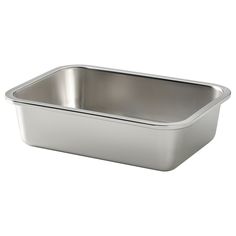 a stainless steel pan on a white background