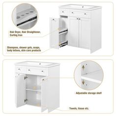 an image of kitchen furniture with instructions on how to put it in the cabinet door