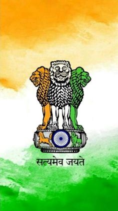 the flag of india is painted in green, white and orange colors with an elephant on top