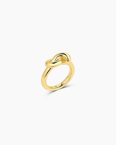 Make a statement with the Infinity Knot Ring. This stunning gold plated knot ring brings eye-catching shine to your daily ring stack. Its unique design is easy to love and perfect for adding a touch of elegance to any outfit. Infinity Knot Ring in 18k Gold, Women's Size 5 by gorjana Infinity Ring Design, Gorjana Rings, Infinity Knot Ring, Earrings Stacking, Pearl Birthstone, Infinity Knot, Statement Rings Diamond, Ring Stack, Infinity Ring