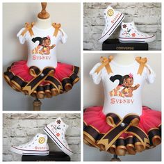 this is a collage of pictures with different outfits and shoes for children to wear