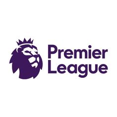 the premier league logo with a lion head on it's chest and purple lettering