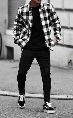 Black Flannel Outfit Men, Black Flannel Outfit, Flannel Outfits Men Streetwear, Flannel Outfits Men, Flannel Outfit, Outfits Men Streetwear, White Shirt Outfits, Fall Flannel, Black And White Flannel