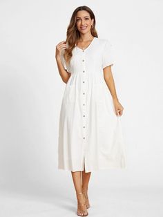 Women's Dresses | Cheap Maxi, Midi & Mini Dresses for Sale - Azzlee V Neck White Dress, Modest Maxi Dress, Cotton Casual Pants, Short Sleeve Maxi Dress, Maxi Dress For Women, Floral Print Pants, Summer Photoshoot, Maxi Dress Sale, Dresses Cheap