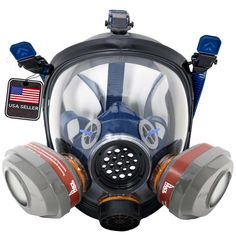 a gas mask with two goggles attached to it