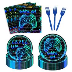 PRICES MAY VARY. 【Serve 24 Guests】Game party kit has all you need for 24 guests, includes 24pcs 9'' dinner paper plates, 24pcs 7'' dessert plates, 24pcs paper napkins, 24pcs plastic forks. 【Safe and Premium Material】All our Game plates and napkins are made of quality paper, not easy to tear and break. The disposable forks are made of quality plastic, non-toxic, no smell, heat-resistant and safe to food. 【Vibrant Color and Pattern】The pattern and color are well-printed and fade-resistant. These G Gamer Birthday Party Centerpieces, Gamer Truck Birthday Party, Arcade Birthday Party Decorations, Level 6 Birthday Party, Gaming Birthday Party Ideas Boys, Gamer Themed Birthday Party, Gamer Birthday Party Ideas, Gamers Party Ideas, 10th Birthday Boy