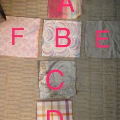 the letters are laid out on top of each other in different patterns and colors,