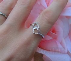 Rings With Stones, Ladies Silver Rings, Double Heart Ring, Clean Jewelry, Heart Promise Rings, Photo Layers, Washing Hands, Geek Jewelry, Silver Rings Simple