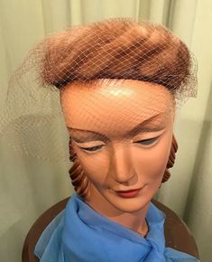 "This is a lovely, vintage ladies' hat, from the 50s or 60s! No labels or tags. It is a one size hat, as it just perches on your head, however it measures 19\" around the inside. It is made of soft and supple, brown mink fur on a brown velour open ring, with a big flat satin bow in back. Covered in netting. The hat is in great, vintage condition. No damage or issues. No soil or stains. Shows a few small breaks in the netting. Lovely!" Vintage Fitted Cloche Headpiece, Vintage Cloche Hat For Vintage Events, Vintage Cloche Costume Hat For Vintage Events, Retro Costume Hats And Headpieces For Church, Vintage Cloche Hats For Church, Brimmed Vintage Fascinator, Adjustable Vintage Hat For Vintage Events, Vintage Cloche Mini Hats For Church, Vintage Adjustable Costume Hats And Headpieces