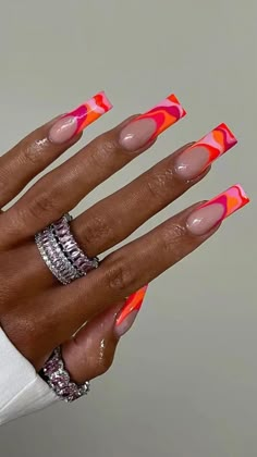 Vacation Nails Baddie, Bright Vibrant Nails, Miami Heat Nails, Summer Acrylic Nails Black Women, Vacation Nails Jamaica, Bright Color Acrylic Nails, Nails 2023 Trends Black Women, Summer Nails 2023 Black Women, Mexico Vacation Nail Ideas