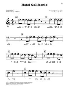 hotel california sheet music for guitar