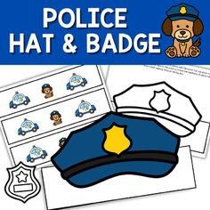 police hat and badge worksheet for kids to practice their skills in the classroom