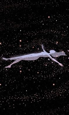 an image of a woman flying through the air with stars in the sky behind her