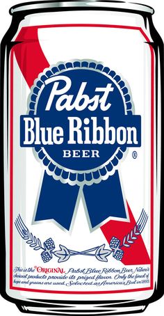 a can of beer that is blue ribbon