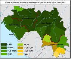 a map showing the percentage of people living in guinea