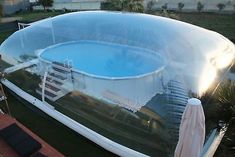 an inflatable swimming pool is shown from above